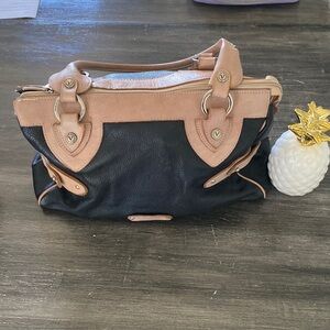Vanentina Two-Tone Black and Tan Leather Shoulder Bag